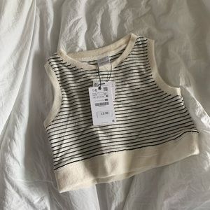 Zara Striped Terrycloth Crop Top